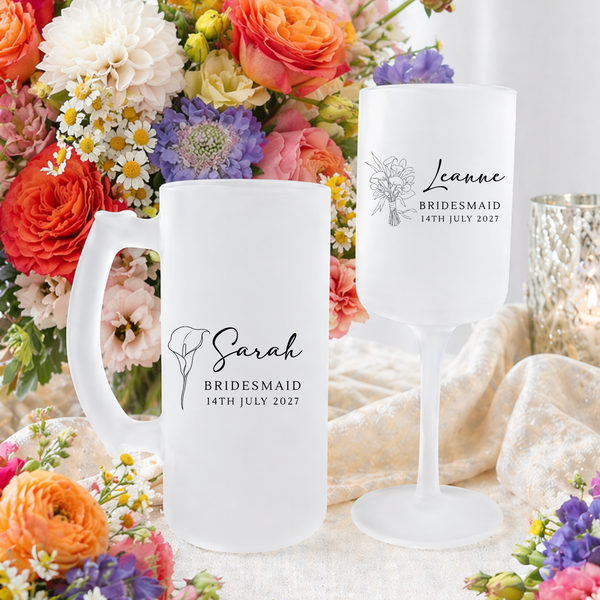 Personalised Calla Lily Wedding Glasses