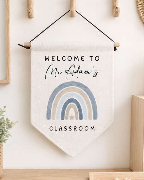 Personalised Teacher Rainbow Flag Banner Sign For Classroom