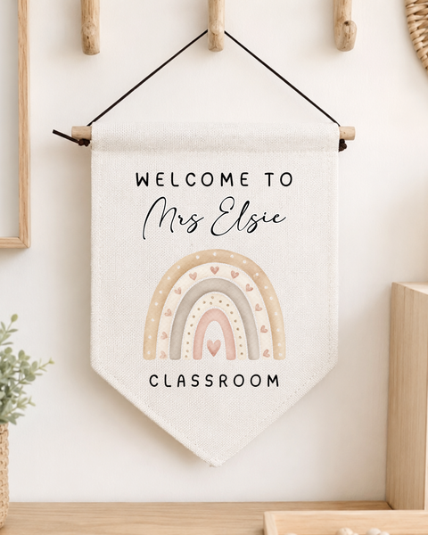 Personalised Teacher Rainbow Flag Banner Sign For Classroom