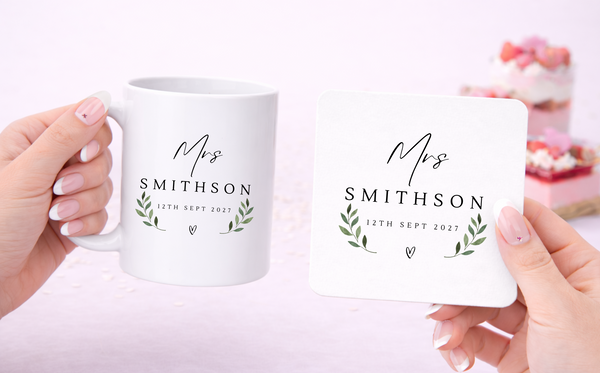 Personalised Mr & Mrs Wedding Mug Set