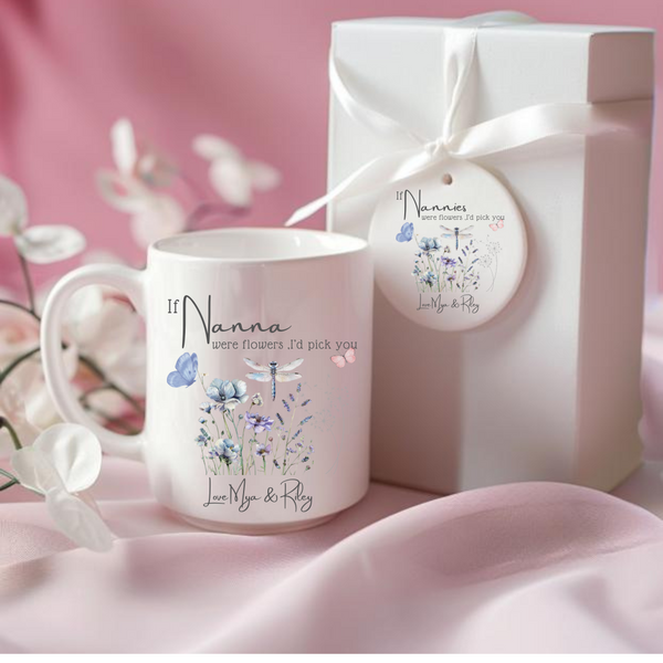Personalised Vase Mothers Day Gift For Nanny, Grandad Gift Mug and Hanging