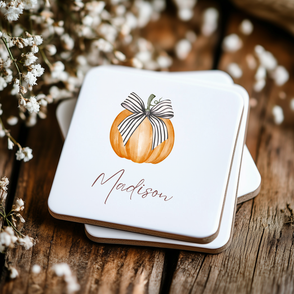 Halloween Pumpkin Mug and Coaster Set – Cute Autumn Coffee Gift