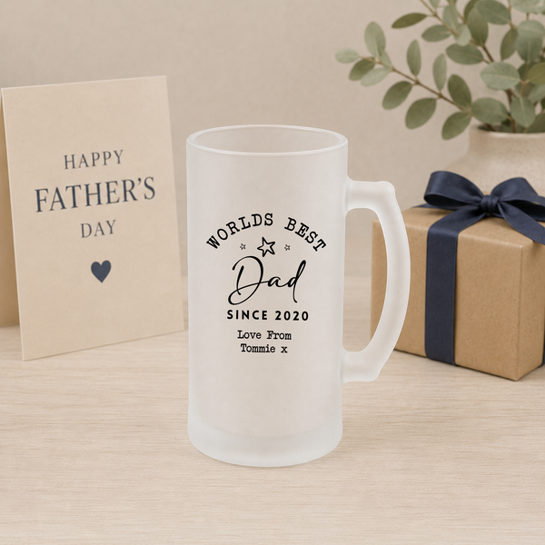 Personalised Dad Beer Stein | Fathers Day Gift Set | Worlds Best Dad
