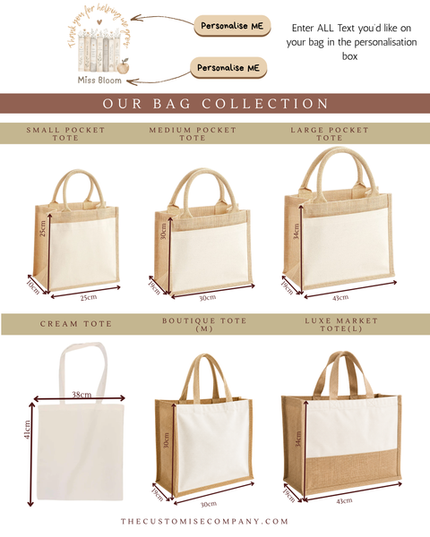 Personalised Teacher Tote Bag | Thank You Teacher Gift UK