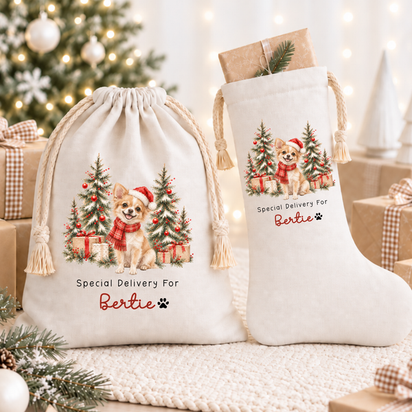 Personalised Pet Christmas Stocking or Santa Sack – Dog & Animal Designs