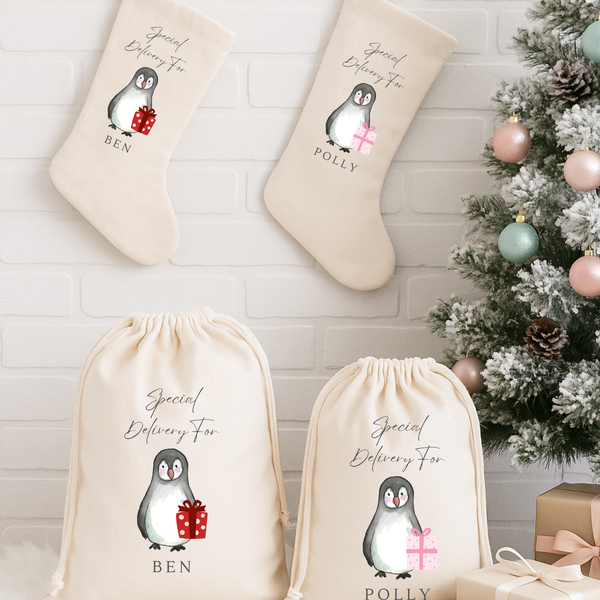Personalised Penguin Family Stockings