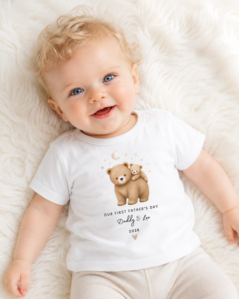 Personalised First Father's Day Baby Vest, Bib, Sleepsuit & T-Shirt | Daddy and Baby Bear Gift