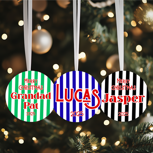 Handmade Stripey Ceramic Christmas Ornaments for Families