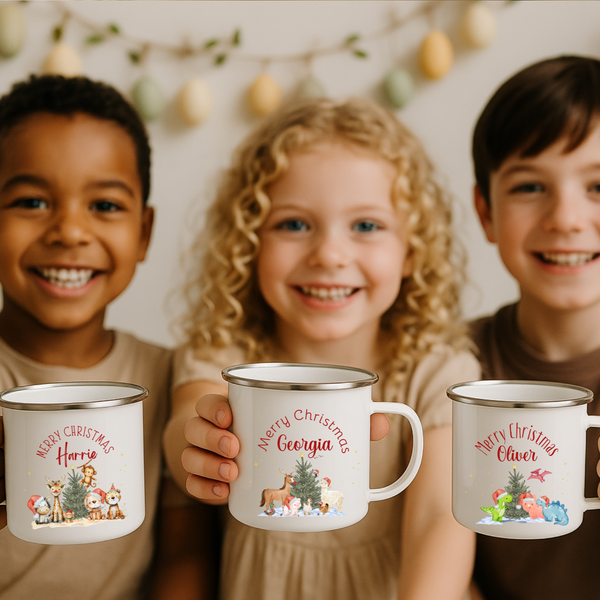 Enamel Mugs for Kids | Perfect Christmas Gifts with Safari, Dino, Woodland & Farmyard Animals