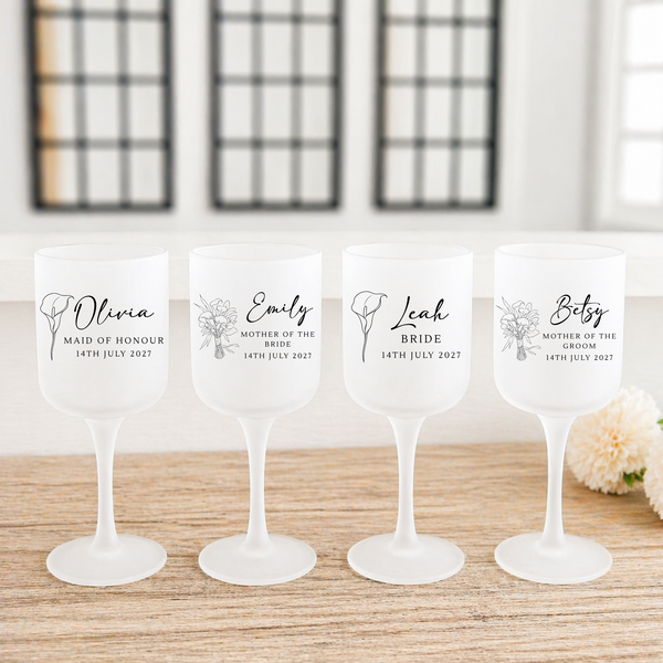 Personalised Calla Lily Wedding Glasses