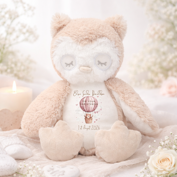 Personalised Christening Soft Toy - Bear Balloon Design