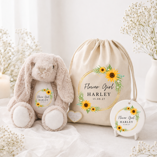 Personalised Sunflower Flower Girl Soft Toy