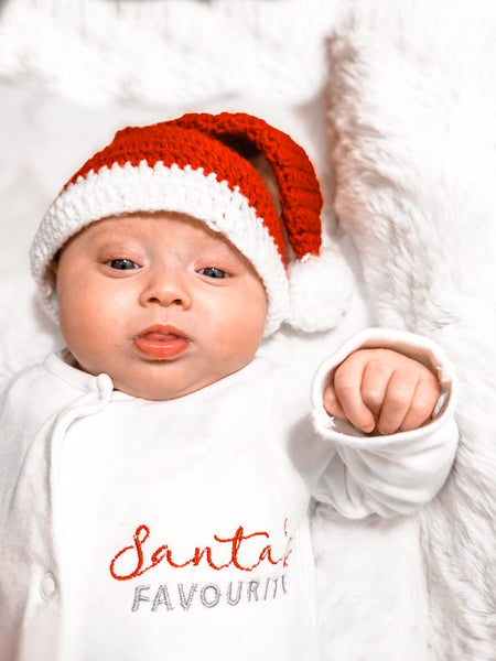 Traje de dormir personalizado de la primera Navidad, el babygrow favorito de Santa, el primer regalo de Navidad del bebé