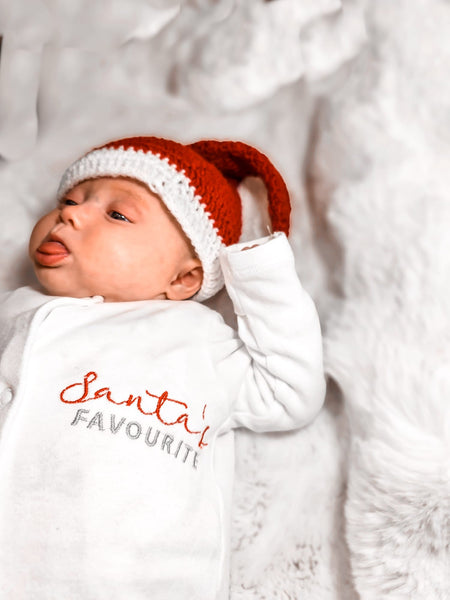 Traje de dormir personalizado de la primera Navidad, el babygrow favorito de Santa, el primer regalo de Navidad del bebé