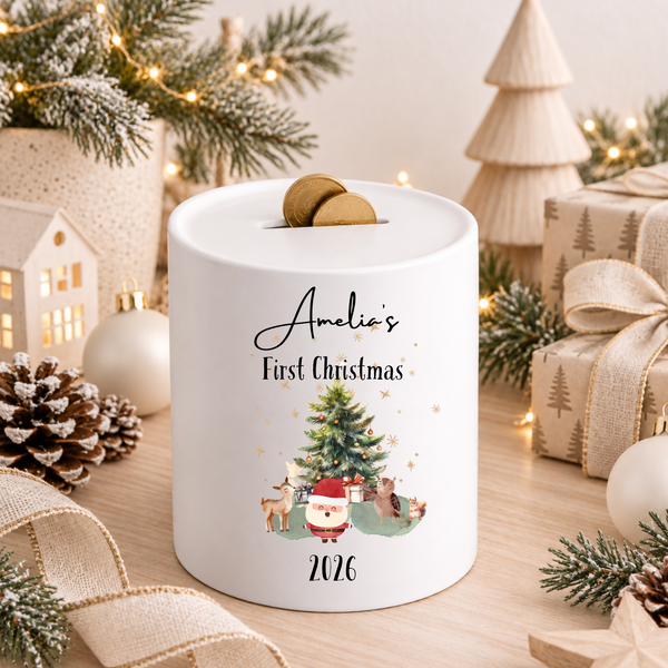 Personalised First Christmas Money Box – Baby Keepsake Gift