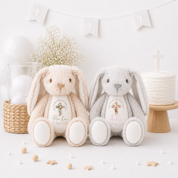 Personalised Christening Bunny Gift | Baptism Keepsake for Baby