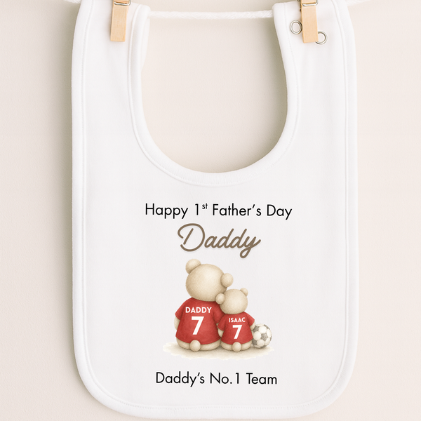 Personalised Football Bear Baby Sleepsuit First Fathers Day