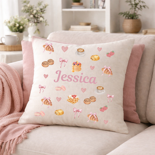 Personalised Breakfast Croissant Cushion For Her