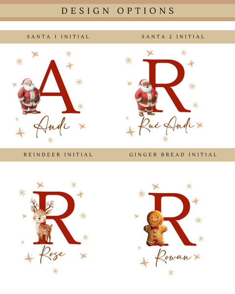 Personalised Initial Christmas Stockings & Present Sacks | Santa, Gingerbread & Reindeer