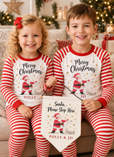 Personalised Santa Scroll - Santa Stop Here Christmas Sign