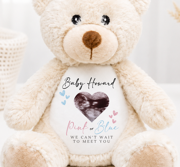 Personalised Gender Reveal Baby Scan Soft Toys