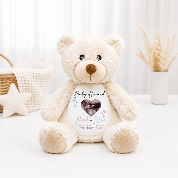Personalised Gender Reveal Baby Scan Soft Toys
