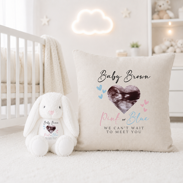 Personalised Gender Reveal Baby Scan Soft Toys