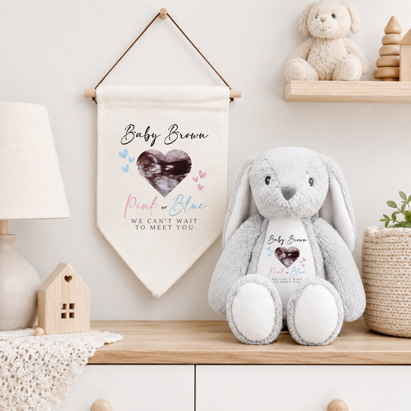 Personalised Gender Reveal Baby Scan Soft Toys