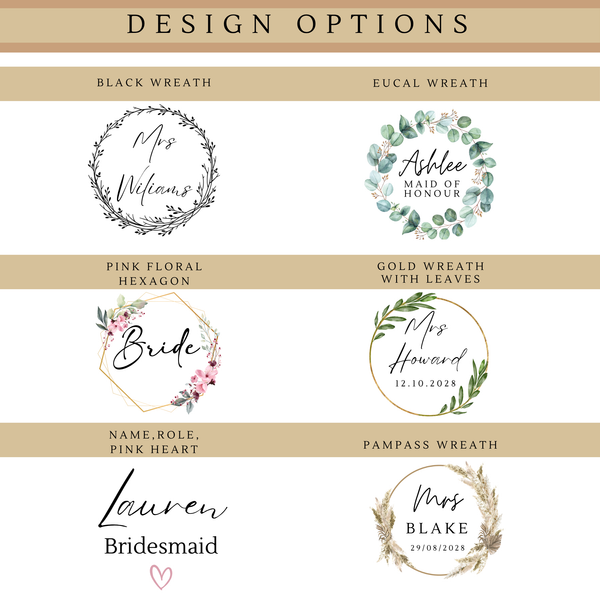 Personalised Bride Compact Mirror Leaf Design