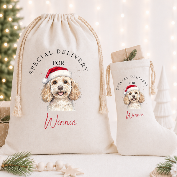 Personalised Cockapoo Christmas Stocking & Present Sack