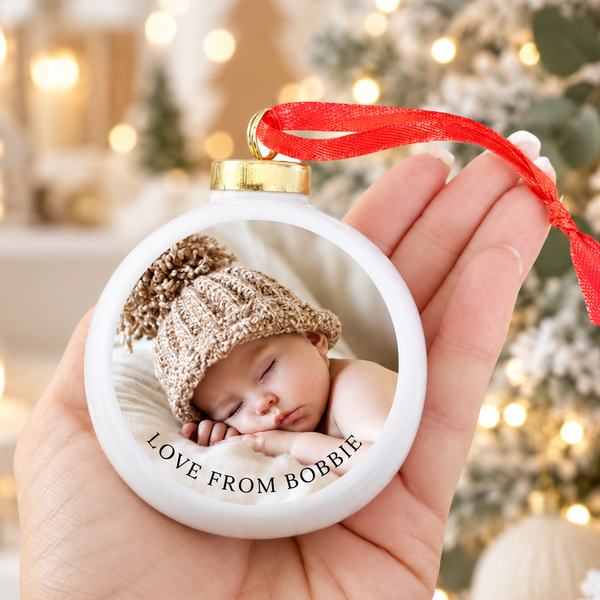 BABY PHOTO - Baby's First Christmas Bauble, Baby 1st Xmas Ornament, Christmas Gift