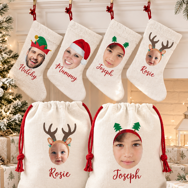 Personalised Funny Photo Christmas Stocking or Large Sack