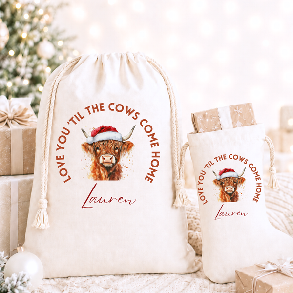 Personalised Highland Cow Christmas Stocking