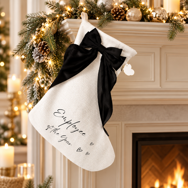 Personalised Employee of the year Stockings, Christmas Gifts, Bow Christmas Stocking