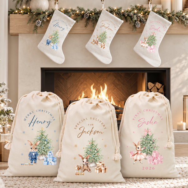 Personalised 1st Christmas Bunny Stocking