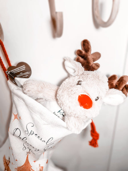 个性化驯鹿圣诞毛绒玩具，宝宝的第一份圣诞礼物，驯鹿毛绒玩具礼物