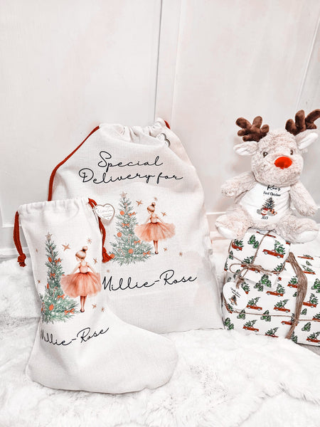 Sacos de Navidad de hadas personalizados, saco de Navidad de hadas impreso con nombre, regalo de Navidad personalizado