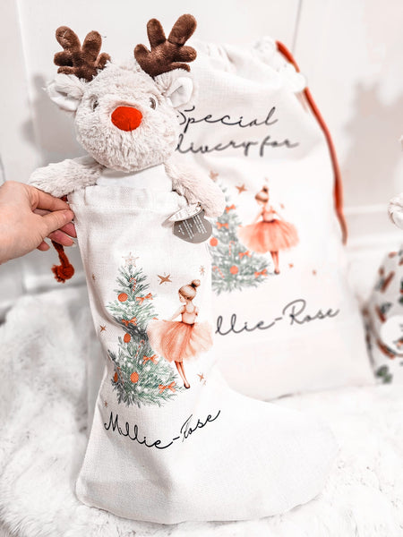 Personalised Nutcracker and Fairy Special Delivery Santa Sack, 1st Christmas Gift Stocking