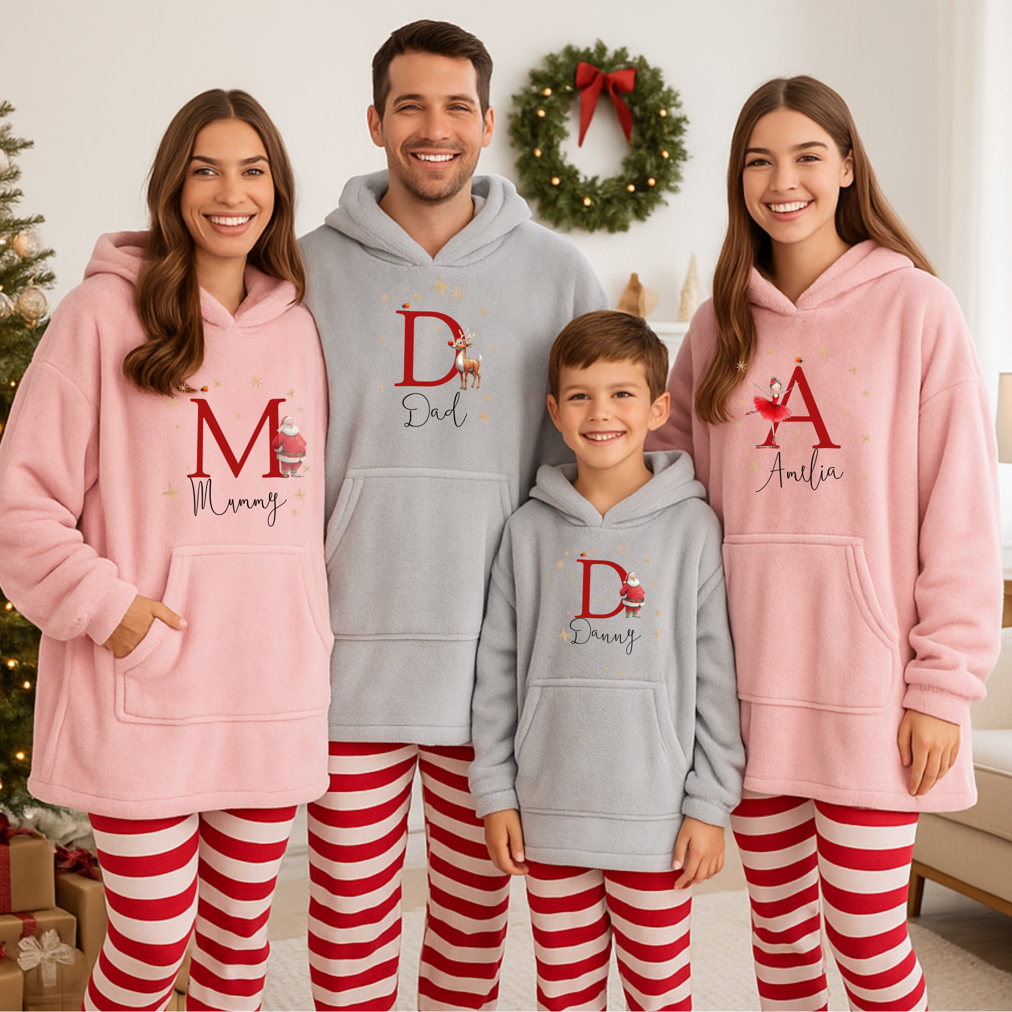 Personalised Santa Hoodies - Matching Family Pyjamas