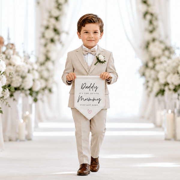 Personalised Wedding Aisle Flag – Flower Girl & Page Boy Banner