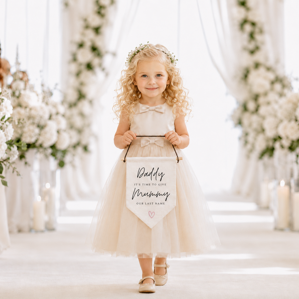 Personalised Wedding Aisle Flag – Flower Girl & Page Boy Banner