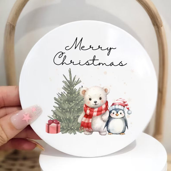 Personalised Christmas Coaster, Woodland Animal Stocking Filler, Christmas Keepsake, Christmas Cup and Coaster, Christmas Eve Box