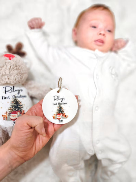 Personalised Christmas Teddy Bear and Ornament,New Baby Gift,1st Christmas Gift Soft Toys