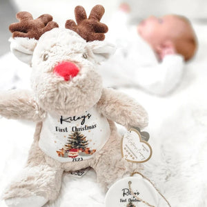 Personalized Plush Toy  Festive Stuffed Animal  Cozy Reindeer Plush  Christmas-themed Cuddle Buddy  Christmas Teddy Bear  Adorable Reindeer Teddy