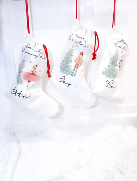 个性化胡桃夹子麻袋，定制名称胡桃夹子麻袋，家庭圣诞礼品袋