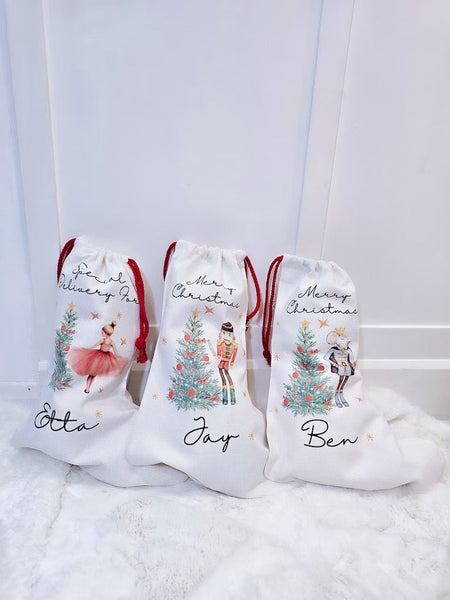 Sacos de pergamino de Papá Noel de ratón de Navidad, entrega especial de saco de regalo de nombre personalizado, regalo de Navidad