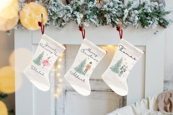 鼠标袜、鼠标圣诞袜、个性化儿童芭蕾舞鼠标袜、定制名字袜、高品质印花袜