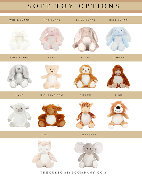 Personalised Gender Reveal Baby Scan Soft Toys