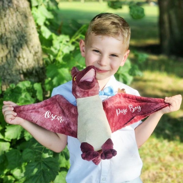 Personalised Eco Friendly Dark Red Pterodactyl Dinosaur Gift for Page Boy