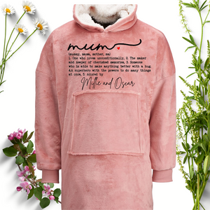 Personalised Pink Mother's Day Sherpa with Mother's Dictionary Description.